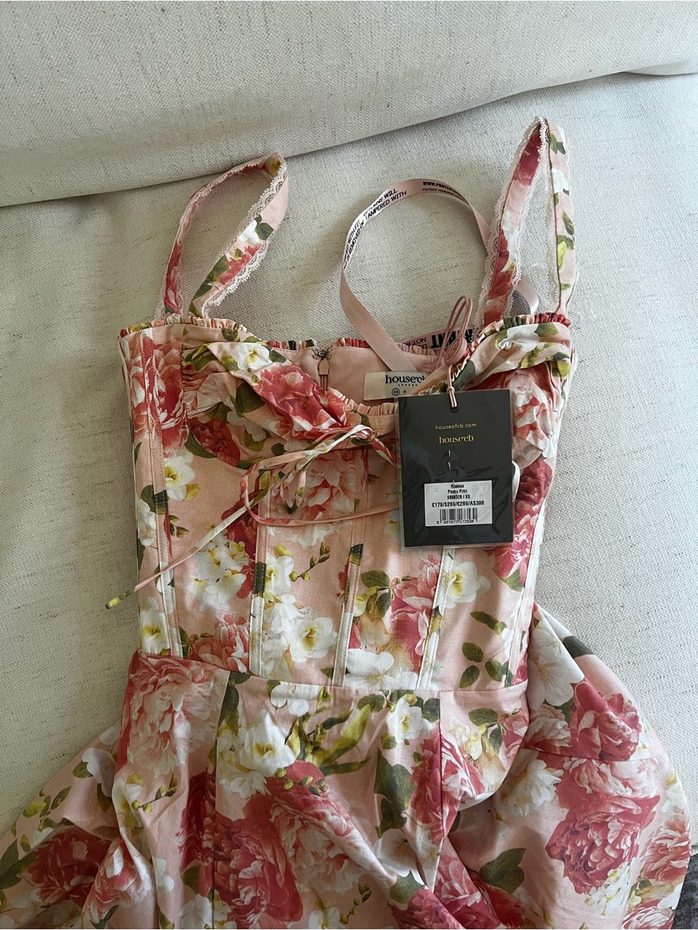 House of cb ROSALEE
Pink Peony Print Cotton Bustier Sundress